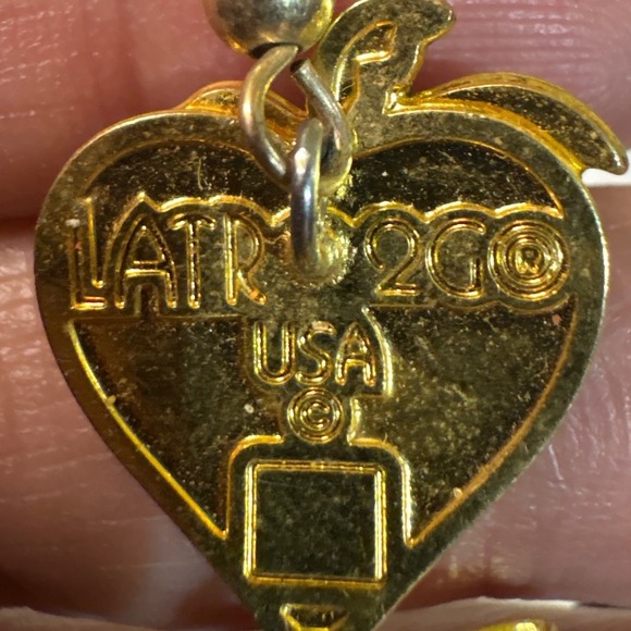 Lunch At The Ritz Pink Flamingo Heart Palm Tree Dangle Earrings Tropical Beach - Picture 4 of 4